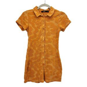 Jaded London Womens 4 Romper Toweling Playsuit Terry Cloth Orange Retro Party